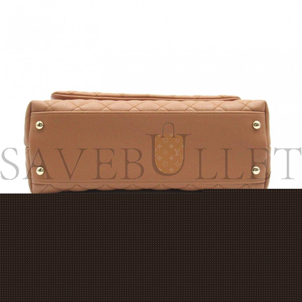 Ch*el master coco handle chain shoulder crossbody bag caviar skin beige a92990 (24*14*10cm)